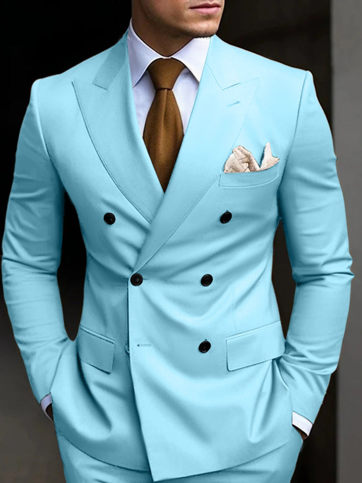 Mens Double Breasted Straight Leg Everyday Suit