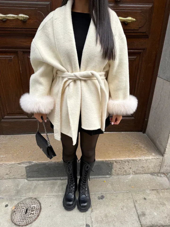 Womens Oversized Belted Longline Sartorial Coat