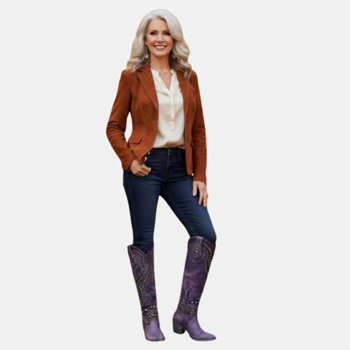 Knee High Block Heel Pointed Toe Boots Women
