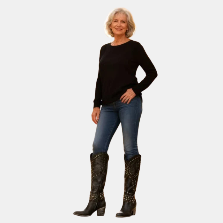 Knee High Block Heel Pointed Toe Boots Women
