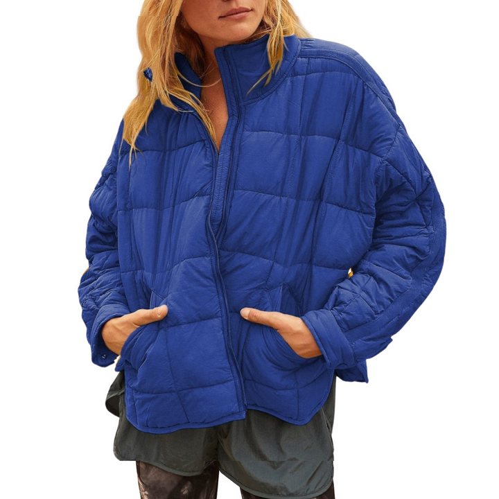 Womens Padded Puffer Jacket Structured Funnel Neck