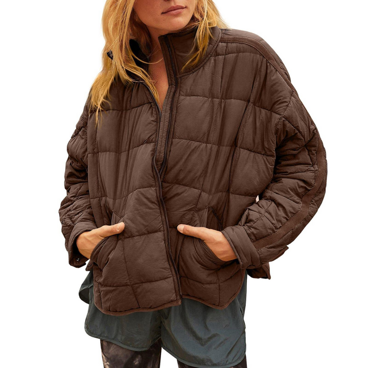 Womens Padded Puffer Jacket Structured Funnel Neck
