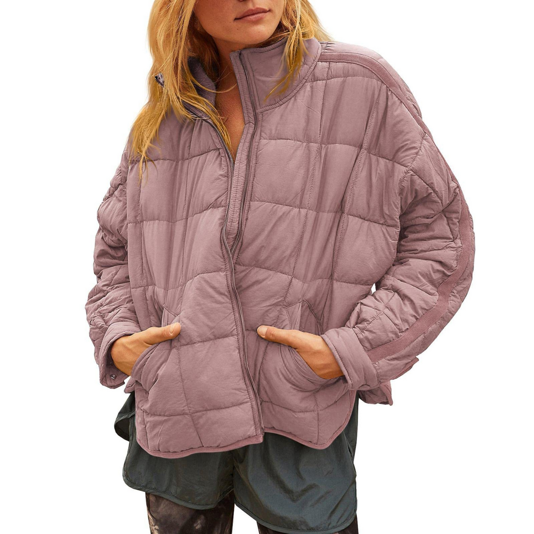 Womens Padded Puffer Jacket Structured Funnel Neck