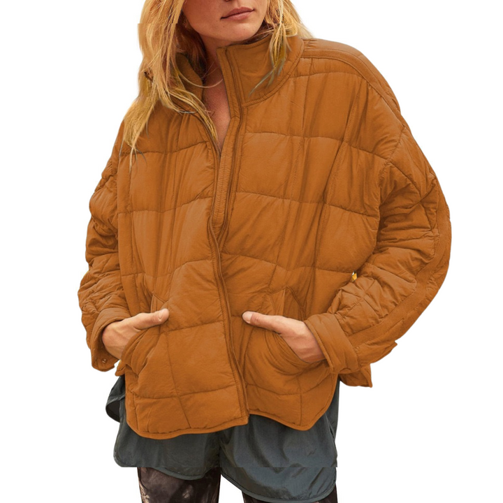 Womens Padded Puffer Jacket Structured Funnel Neck