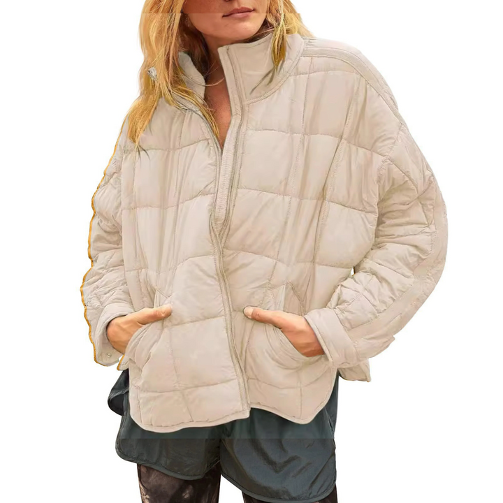 Womens Padded Puffer Jacket Structured Funnel Neck