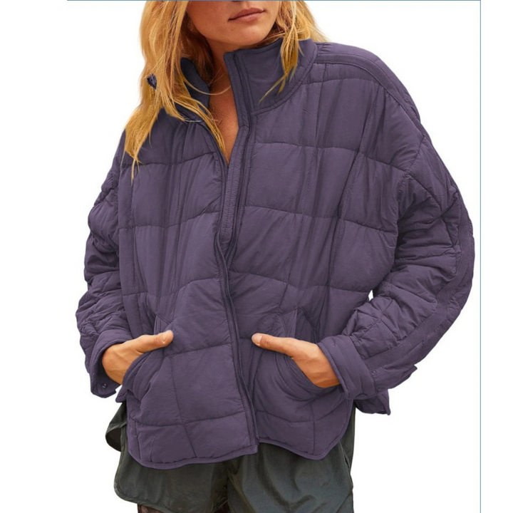 Womens Padded Puffer Jacket Structured Funnel Neck