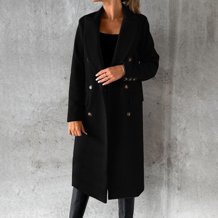 Double Breasted Longline Wool Blend Coat Women