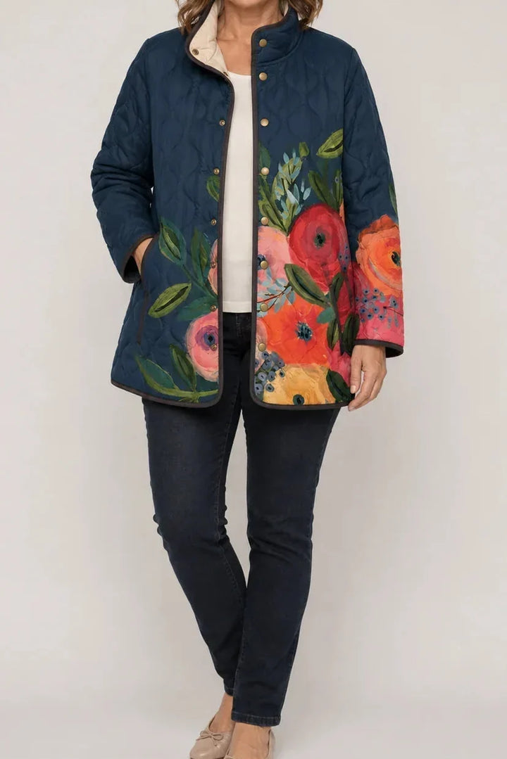 Womens Floral Quilted Jacket Light Padded Layer