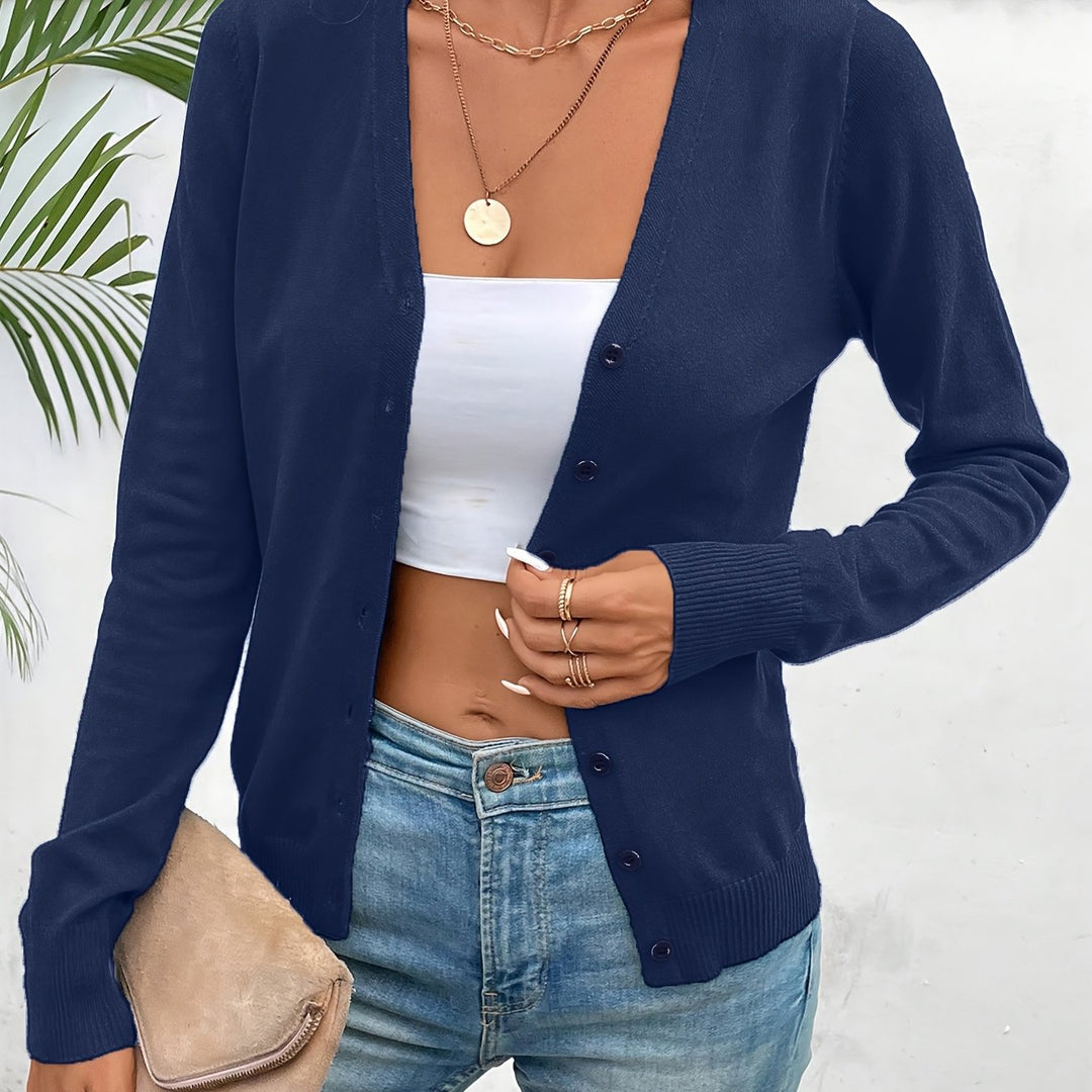 Women Ribbed V-Neck Longline Cardigan Relaxed Fit