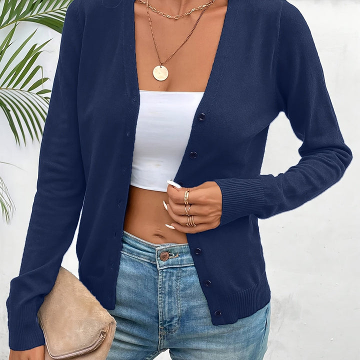 Women Ribbed V-Neck Longline Cardigan Relaxed Fit