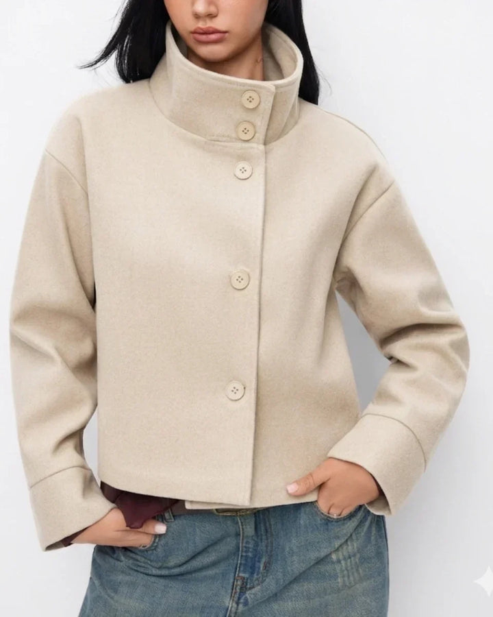 Cropped High Neck Structured Coat Women
