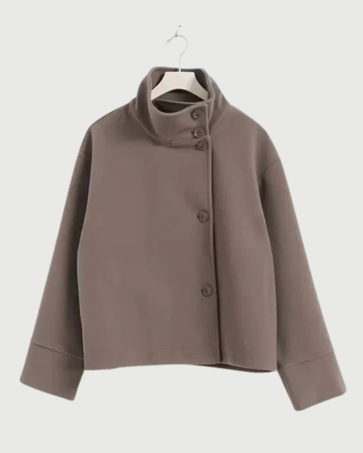 Cropped High Neck Structured Coat Women