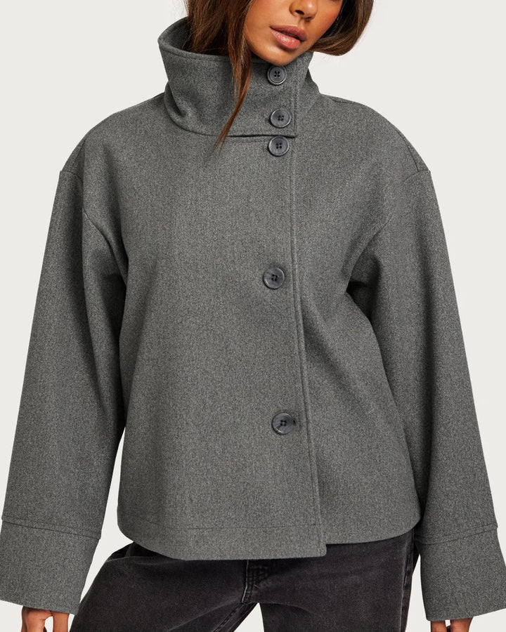 Cropped High Neck Structured Coat Women