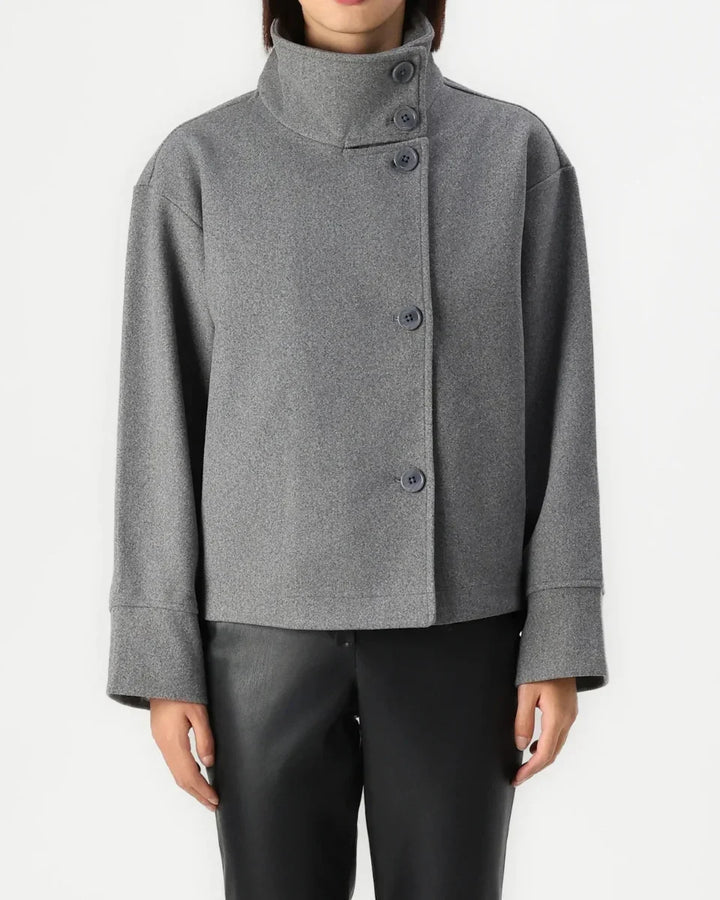Cropped High Neck Structured Coat Women