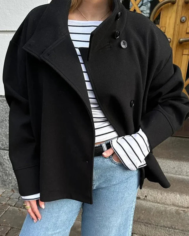 Cropped High Neck Structured Coat Women