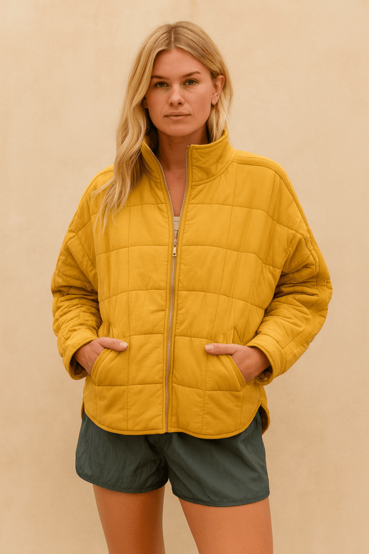Womens Lightweight Quilted Zip Puffer Jacket