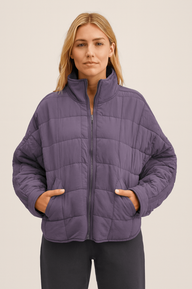 Womens Lightweight Quilted Zip Puffer Jacket