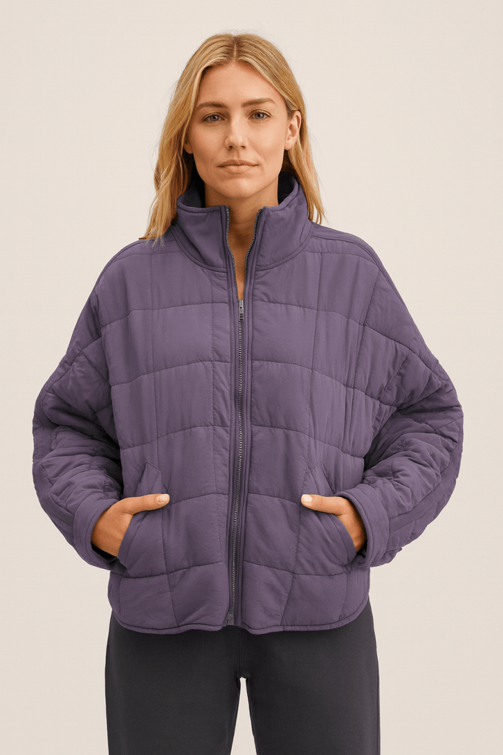 Womens Lightweight Quilted Zip Puffer Jacket