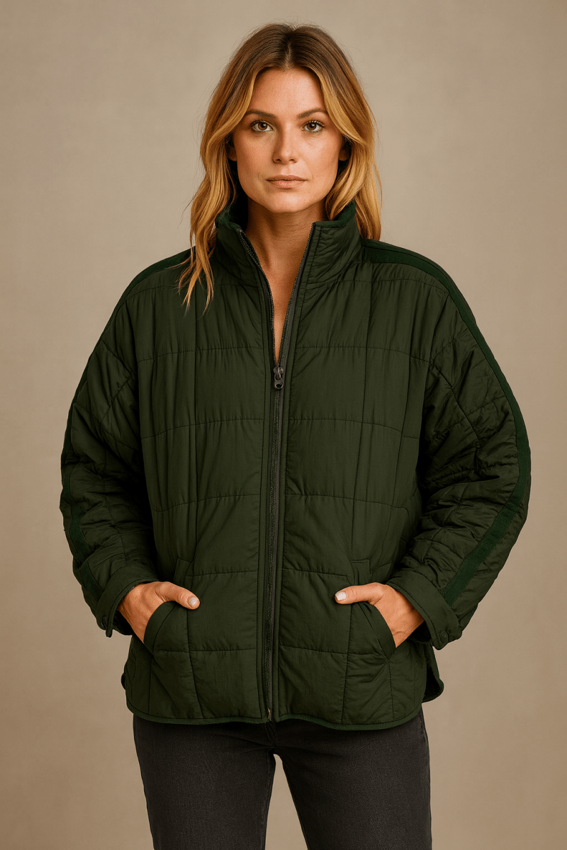 Womens Lightweight Quilted Zip Puffer Jacket