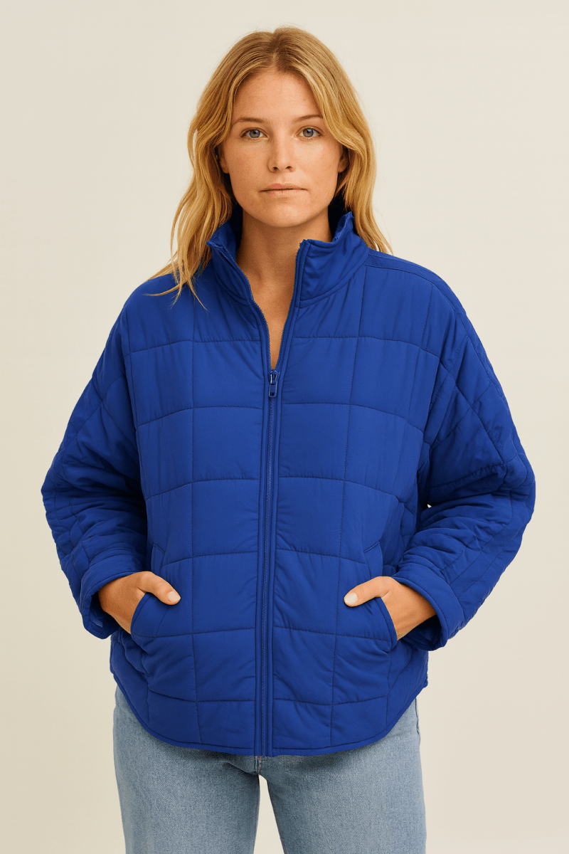 Womens Lightweight Quilted Zip Puffer Jacket