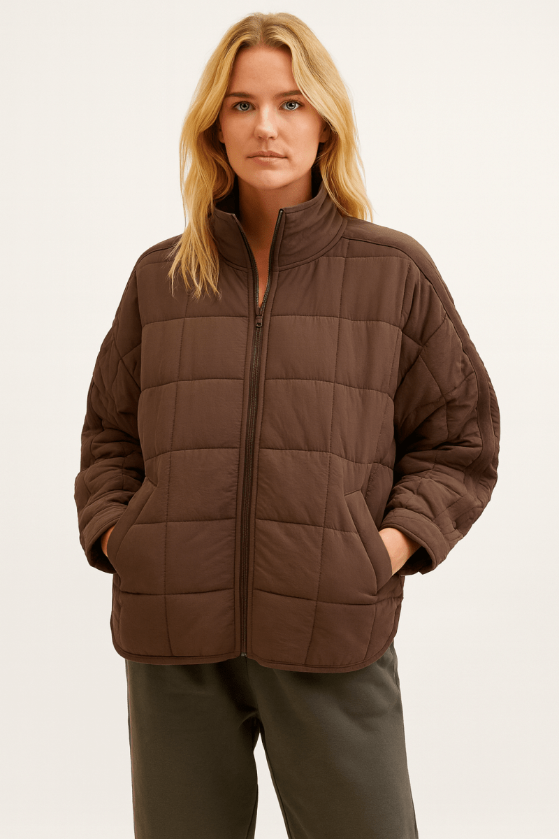 Womens Lightweight Quilted Zip Puffer Jacket