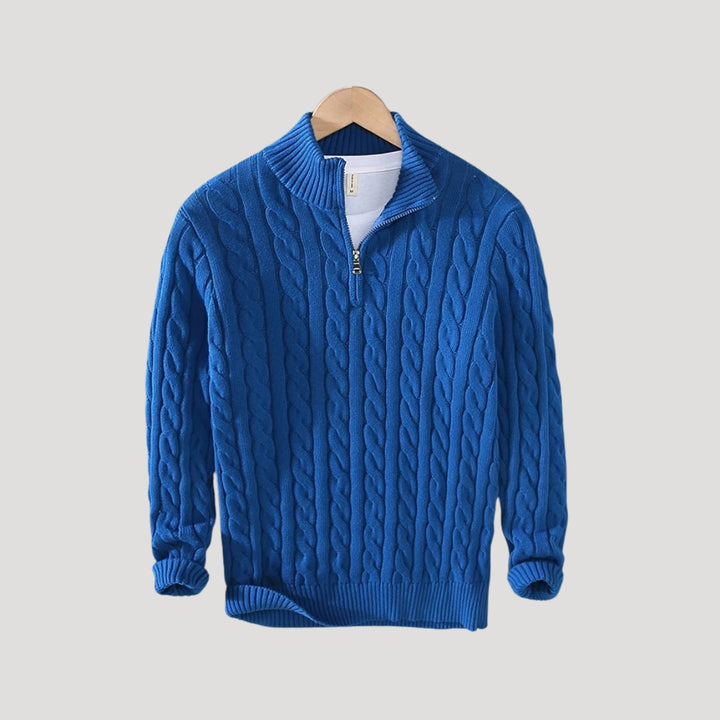 Cable Knit Zip Up Longline Cardigan for Men