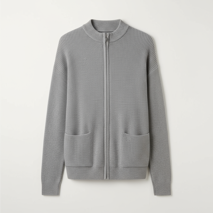 Ribbed Zip-Up Longline Sweater for Women