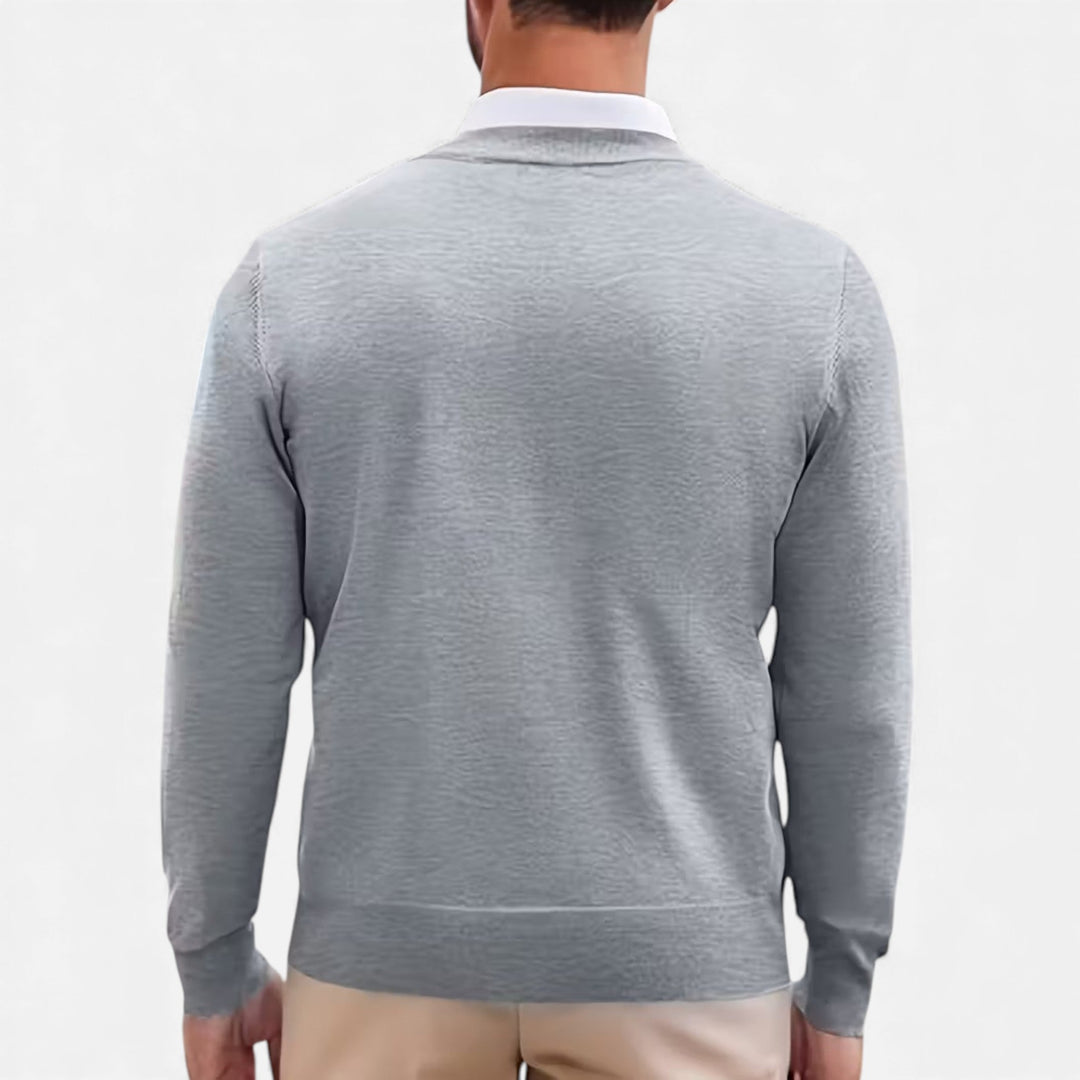 Mens Longline V-Neck Open Front Knit Cardigan