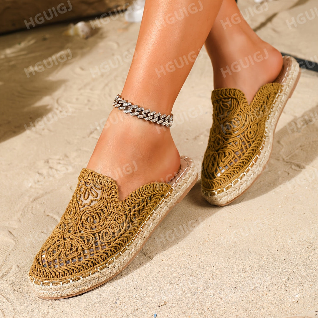 Womens Longline Strappy Flat Mule Sandals