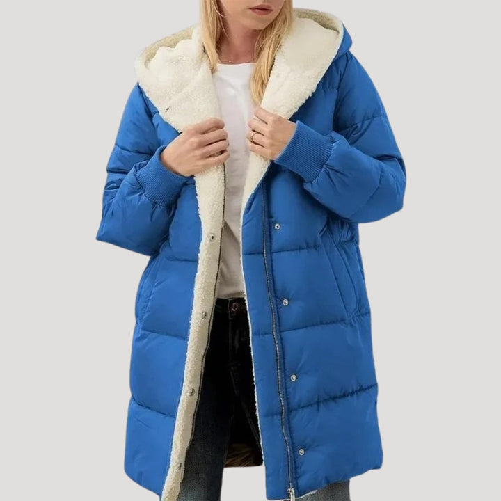 Womens Padded Wrap Puffer Jacket Quilted Hooded Coat