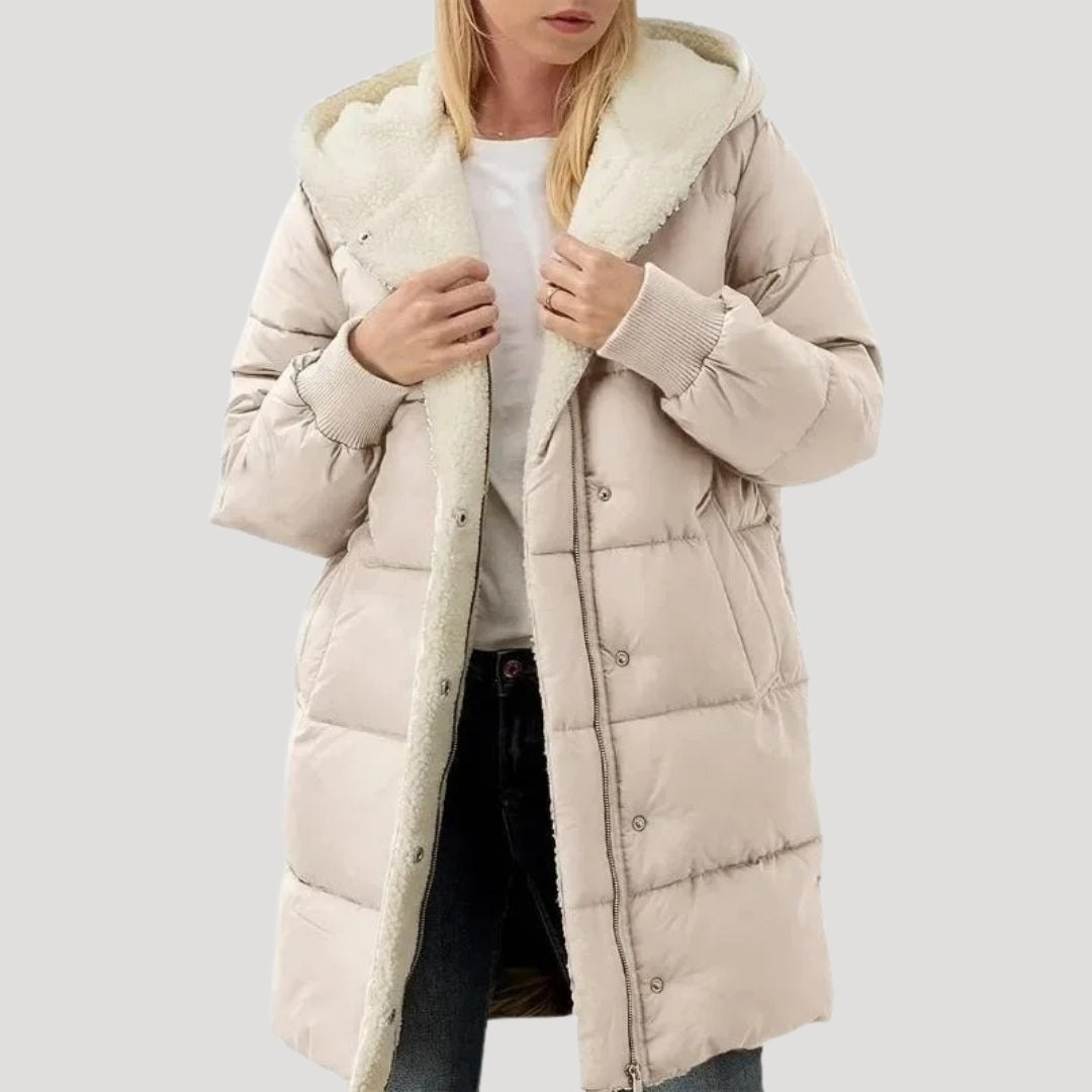 Womens Padded Wrap Puffer Jacket Quilted Hooded Coat