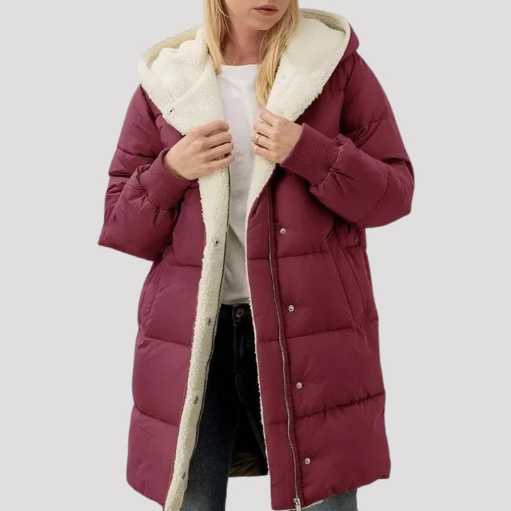 Womens Padded Wrap Puffer Jacket Quilted Hooded Coat