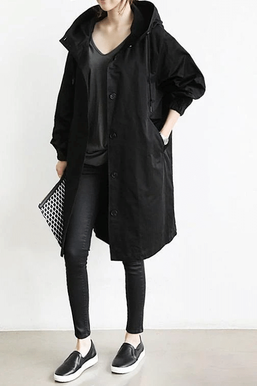 Draped Hooded Longline Heritage Coat Women