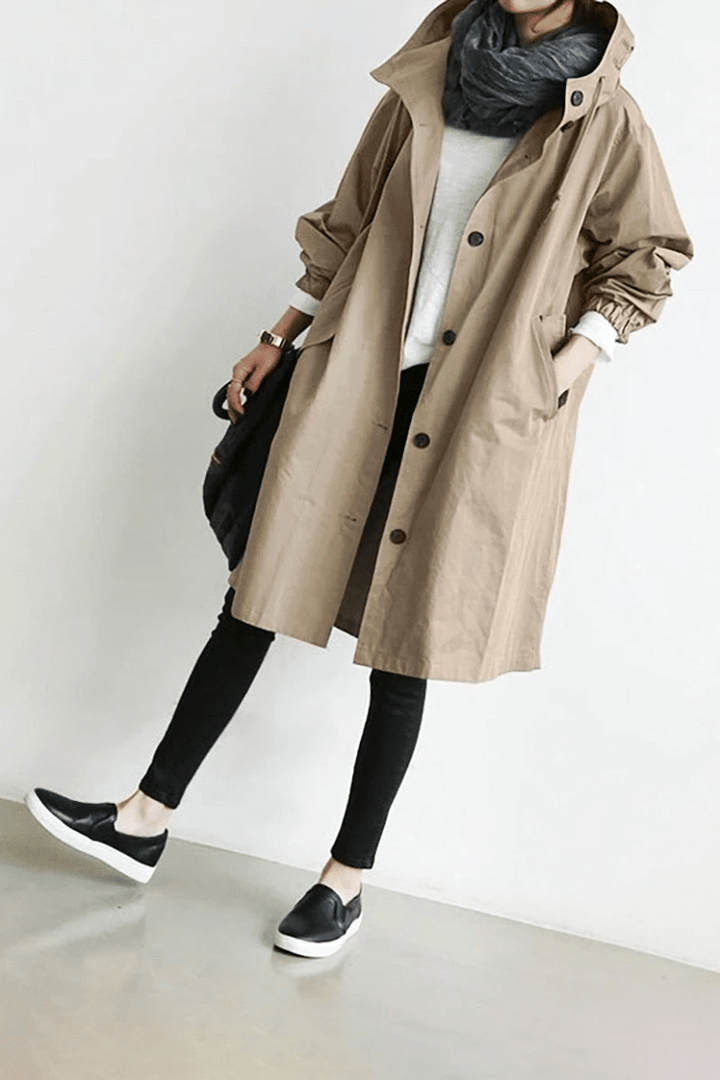 Draped Hooded Longline Heritage Coat Women