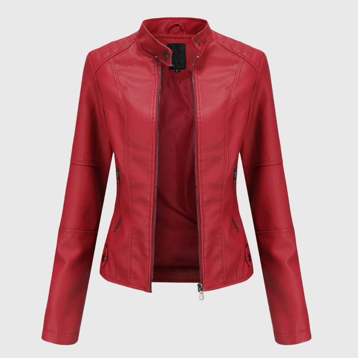 Womens Black Leather Moto Jacket Slim Fit