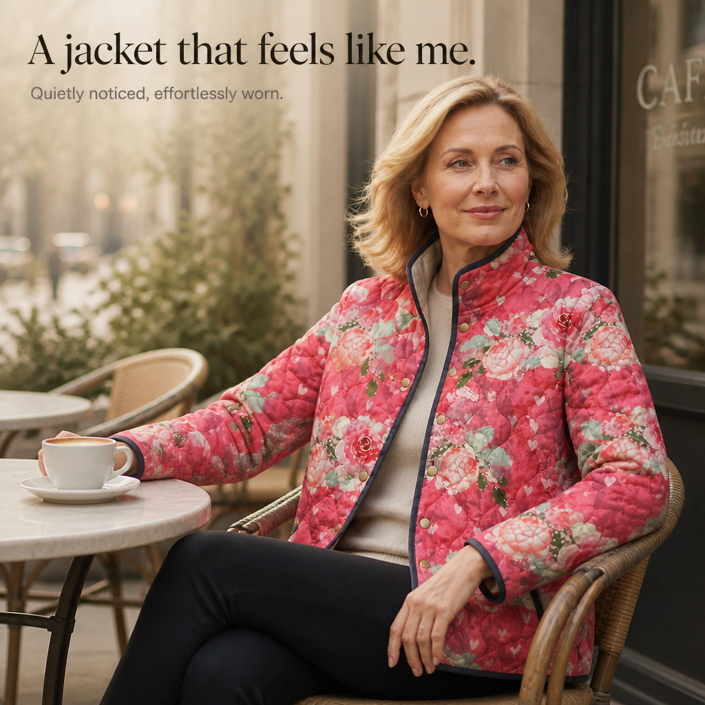 Womens Floral Quilted Jacket Light Padded Layer