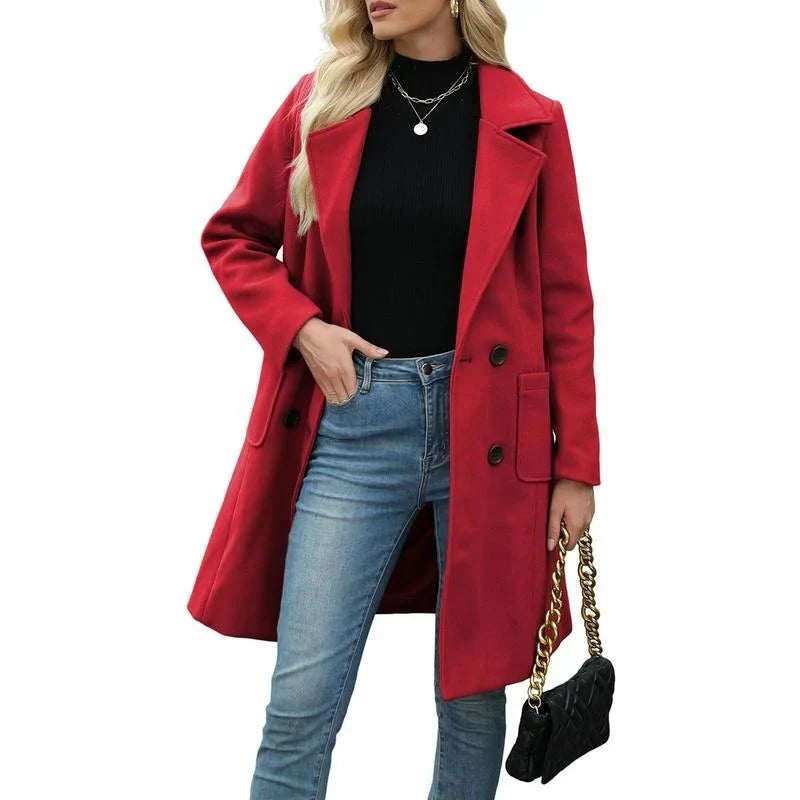Longline Double Breasted Coat Women Tailored Everyday