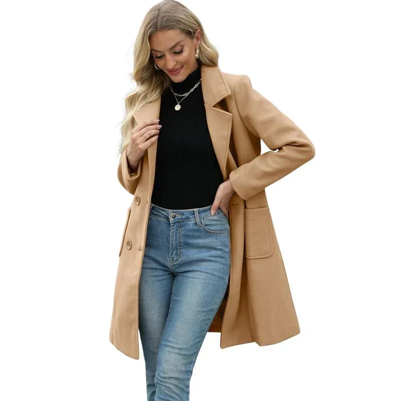 Longline Double Breasted Coat Women Tailored Everyday