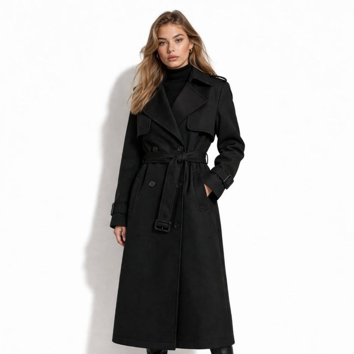 Oversized Belted Trench Coat Women Classic Double Breasted