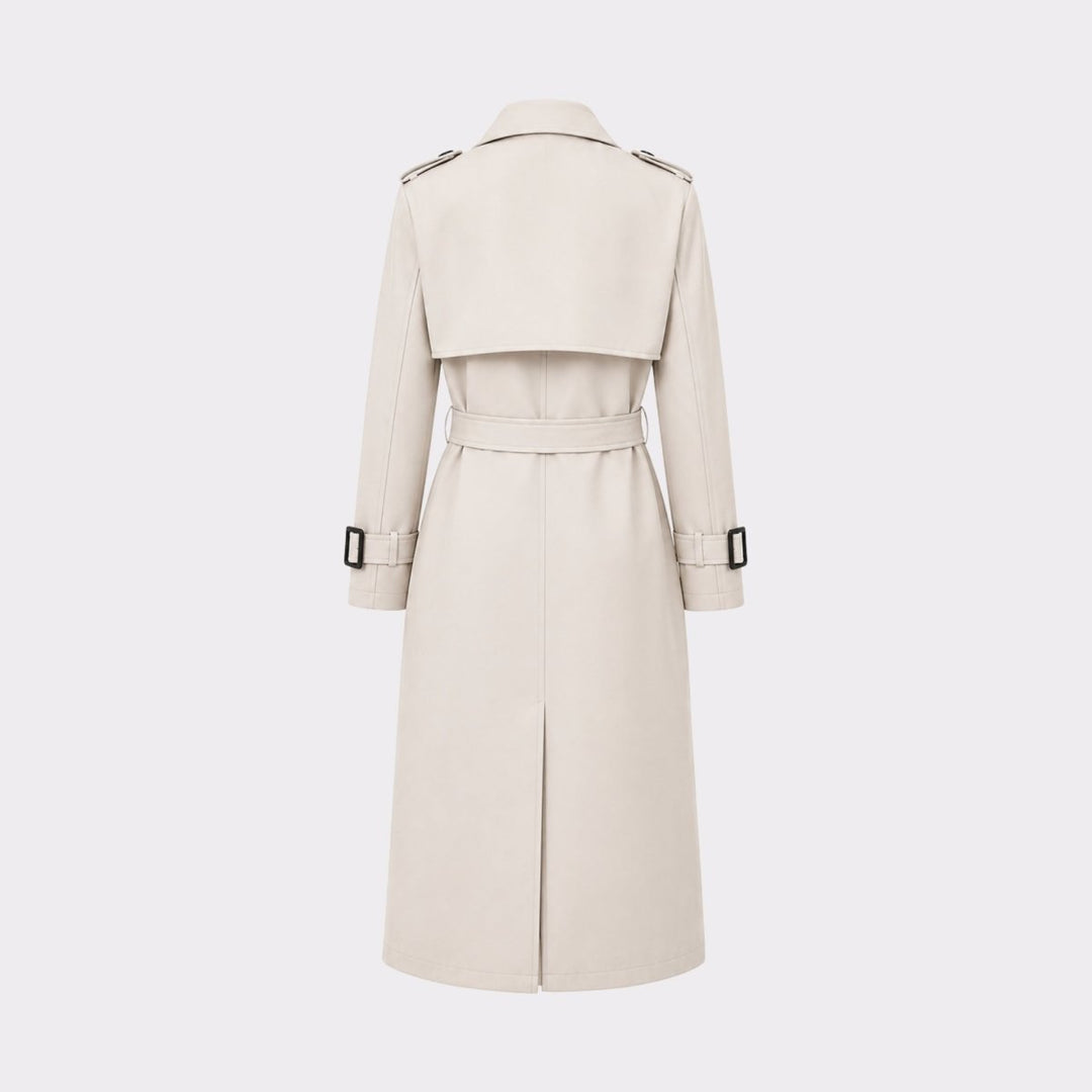 Oversized Belted Trench Coat Women Classic Double Breasted