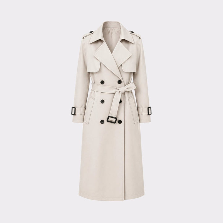 Oversized Belted Trench Coat Women Classic Double Breasted