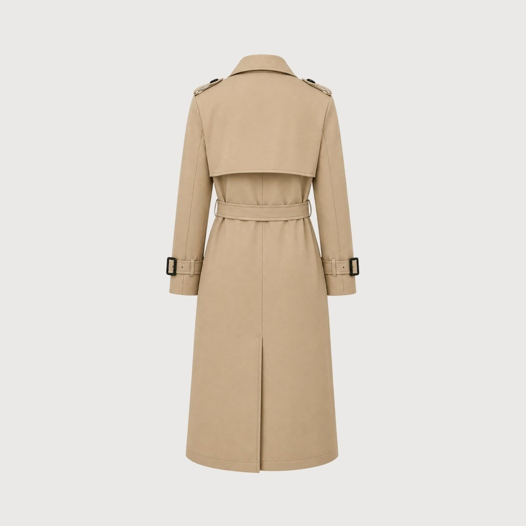 Oversized Belted Trench Coat Women Classic Double Breasted