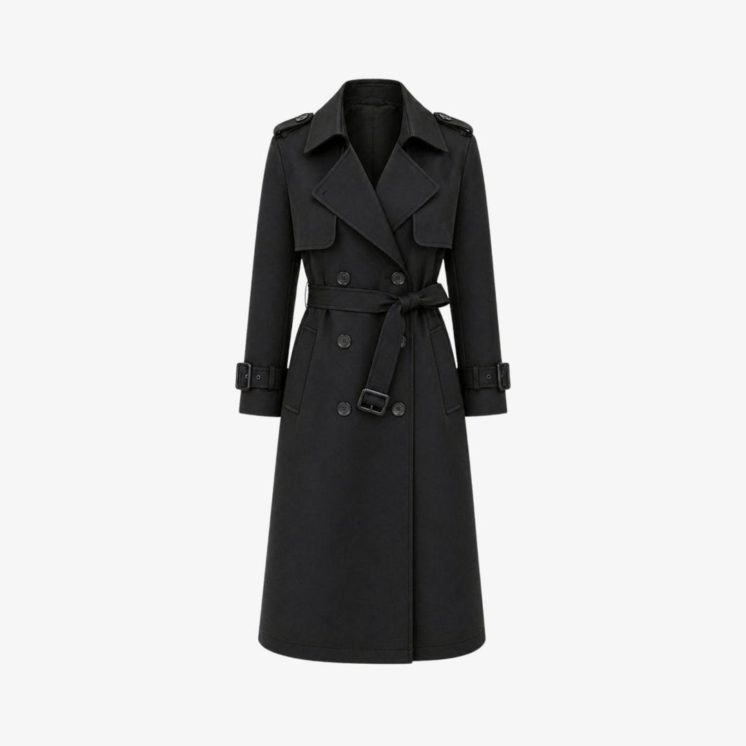 Oversized Belted Trench Coat Women Classic Double Breasted