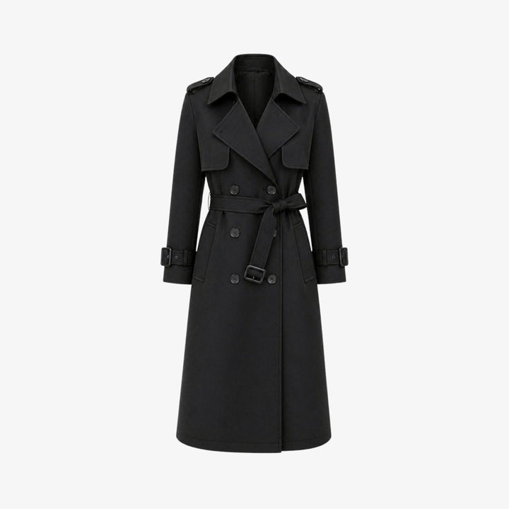 Oversized Belted Trench Coat Women Classic Double Breasted