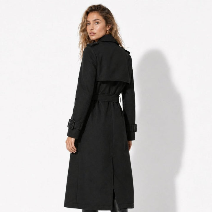 Oversized Belted Trench Coat Women Classic Double Breasted