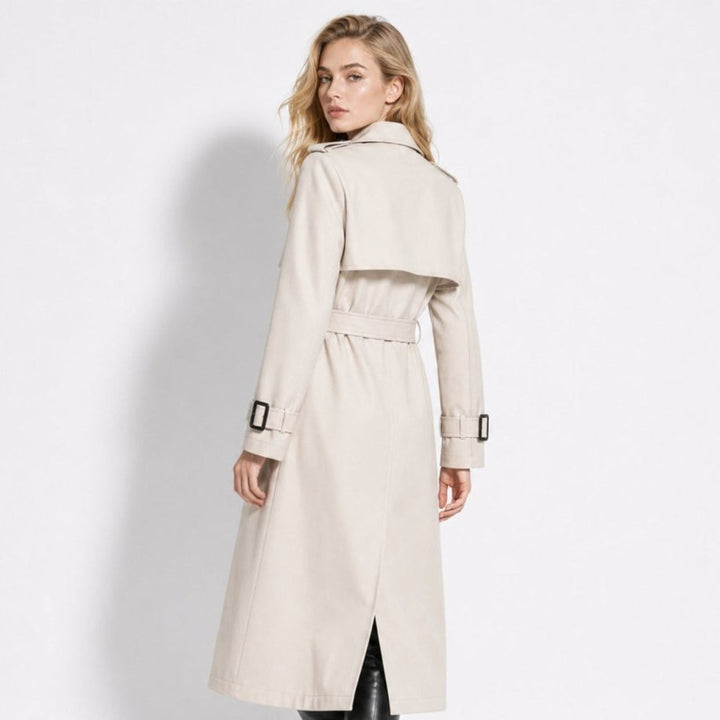 Oversized Belted Trench Coat Women Classic Double Breasted