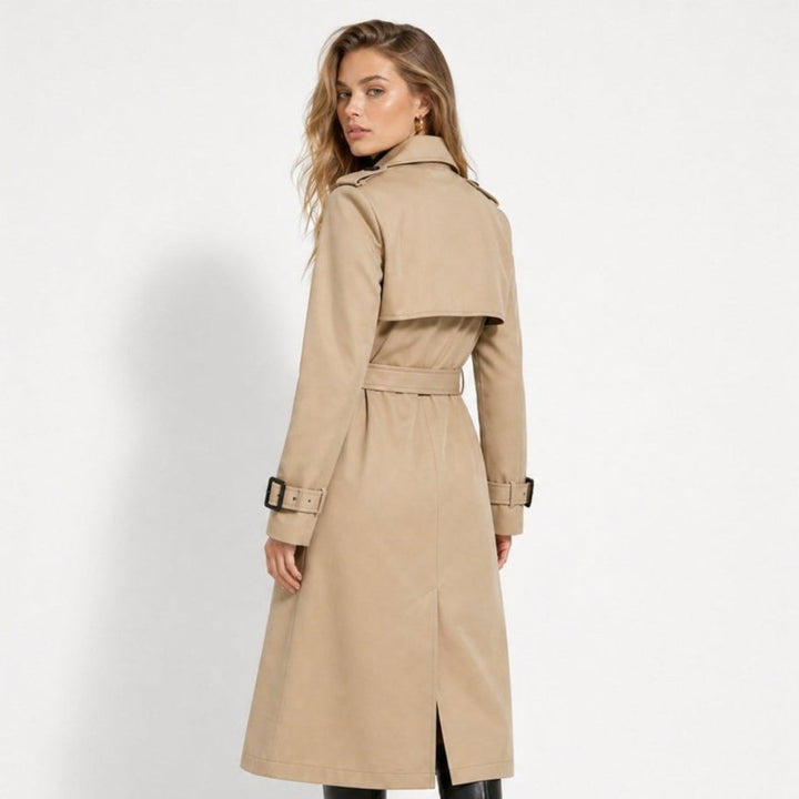 Oversized Belted Trench Coat Women Classic Double Breasted