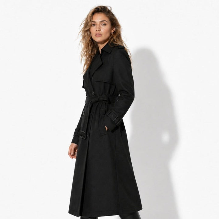 Oversized Belted Trench Coat Women Classic Double Breasted