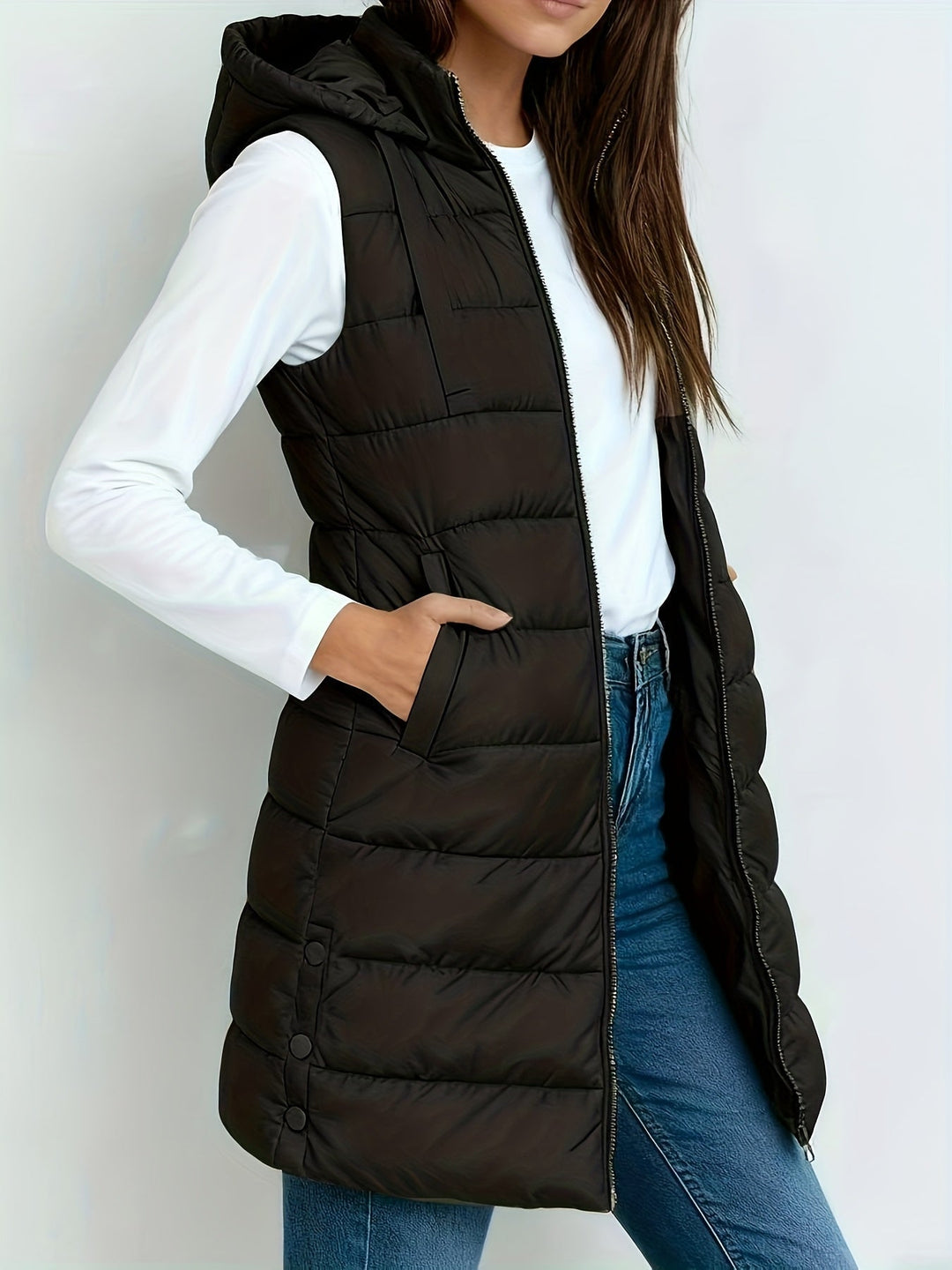 Womens Hooded Relaxed Longline Coat Oversized Fit