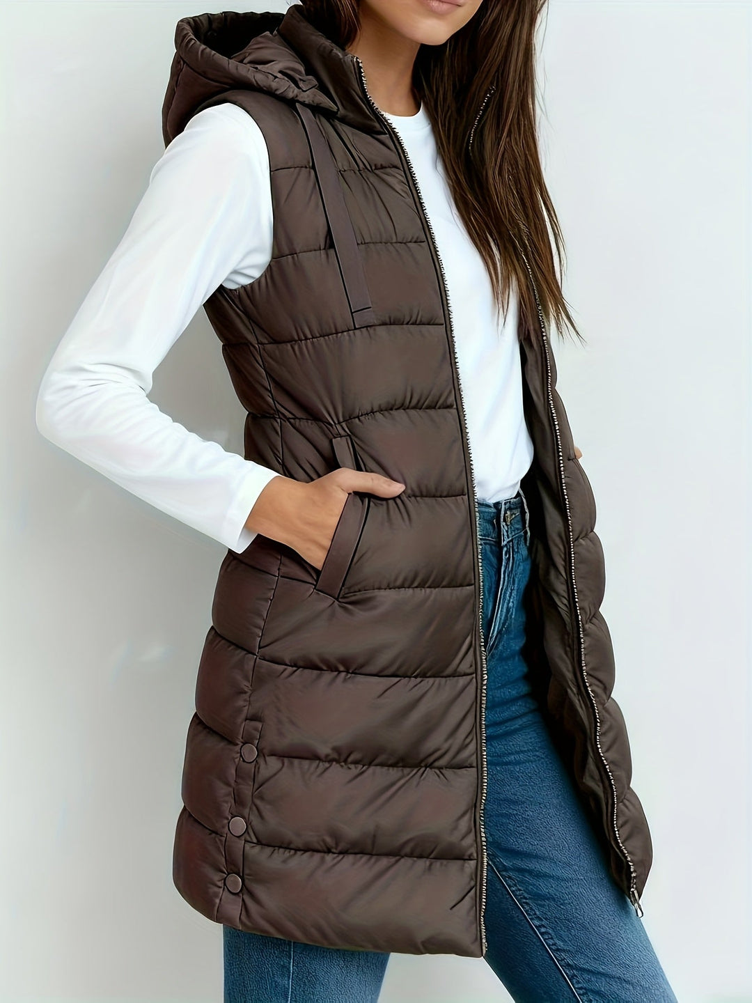 Womens Hooded Relaxed Longline Coat Oversized Fit